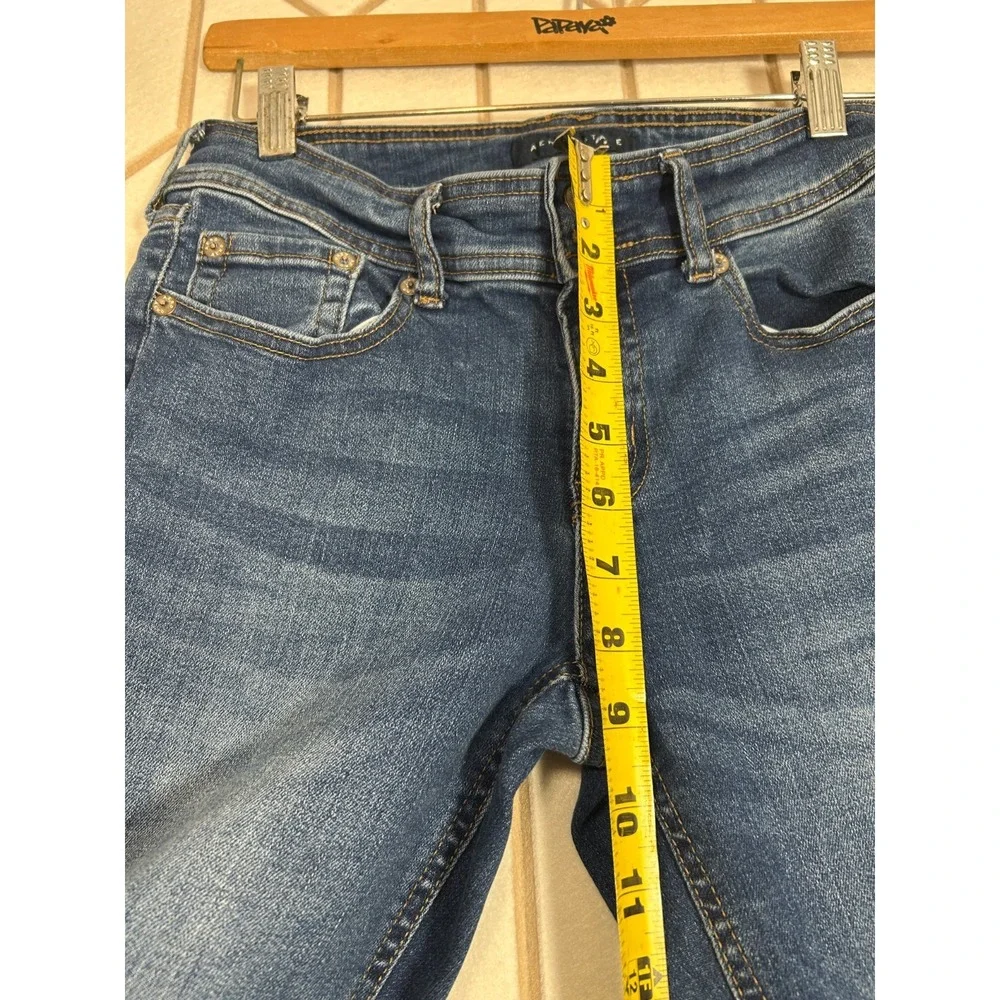 Aeropostale Women Low Rise Flare Jeans Blue Denim Stretch Casual Pants Size 4REG